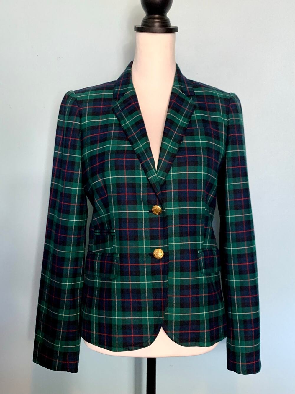 J. Crew Factory Plaid Wool Blazer Size 2